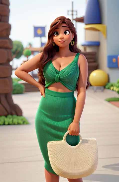 Uma mulher morena estilo Disney Pixar, alta qualidade, melhor qualidade