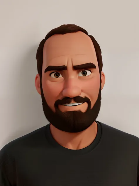 Um homem estilo disney pixar, alta qualidade, melhor qualidade, com uma camiseta preta com estampa de cerveja bitter britanica, cask ale