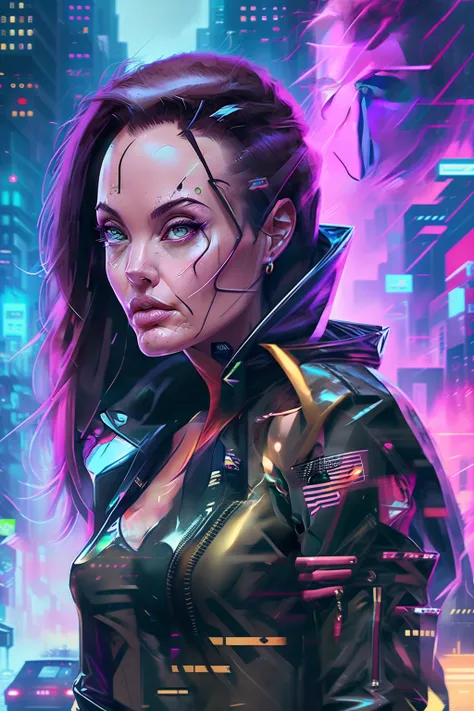 Angelina Jolie cyberpunk style --auto --s2