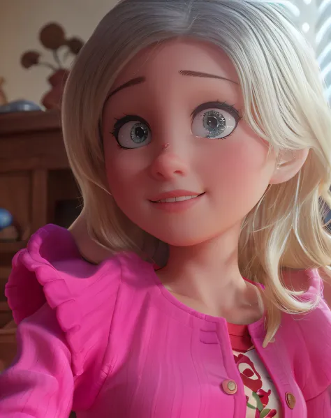 A white woman in Disney Pixar style, alta qualidade, melhor qualidade com olhos bem definidos