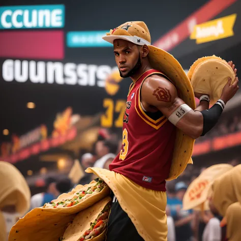 LeBron James wearing a taco costume