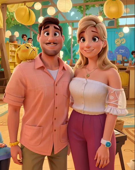 Um casal no estilo pixar, alta qualidade, melhor qualidade