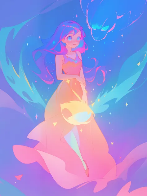 beautiful anime girl in colorful shimmering layered ballgown, sparkling dress, vibrant pastel colors, (colorful), magical lights, sparkling lights, inspired by Glen Keane, inspired by Lois van Baarle, disney art style, by Lois van Baarle, glowing aura arou...