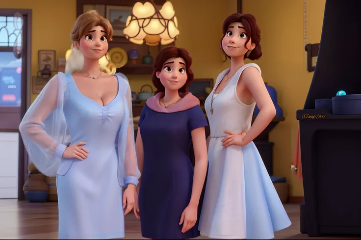 Three Woman, Disney Pixar Style; High Quality; Best Quality