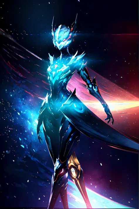 anime - style image of a robot with glowing eyes and a glowing body, detailed warframe fanart, exquisite warframe fanart, warframe fanart, high quality warframe fanart, warframe infested art, warframe destiny fanart, warframe art, warframe destiny art, ult...