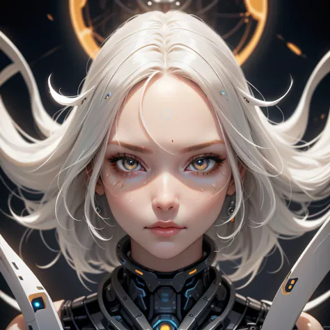 Cute futuristic sci-fi cyborg, cosmico  ""fundo olhos de cobra e capacete naja cobra foco afiado deslumbrante rosto bonito"" Real Majestoso Real, Cabelo comprido bonito, Intrinsic Detail Facial Features, tez lisa de porcelina, olhos brilhantes realistas pe...