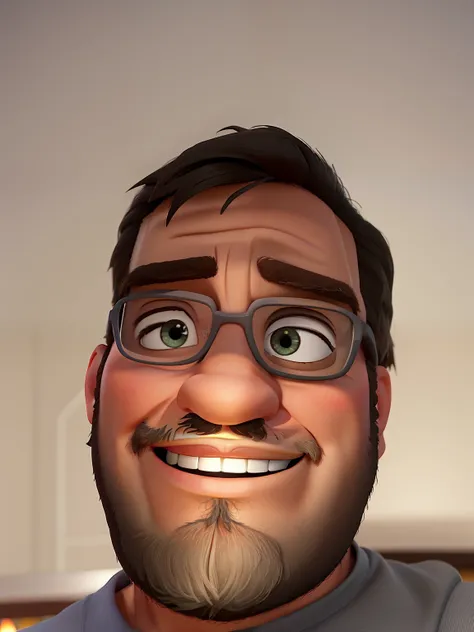 Poster no estilo Disney pixar, alta qualidade, melhor qualidade, homem sexy branco, 30 anos cabelo grisalho barba preta, musculoso, com fundo em um restaurante a luz de velas