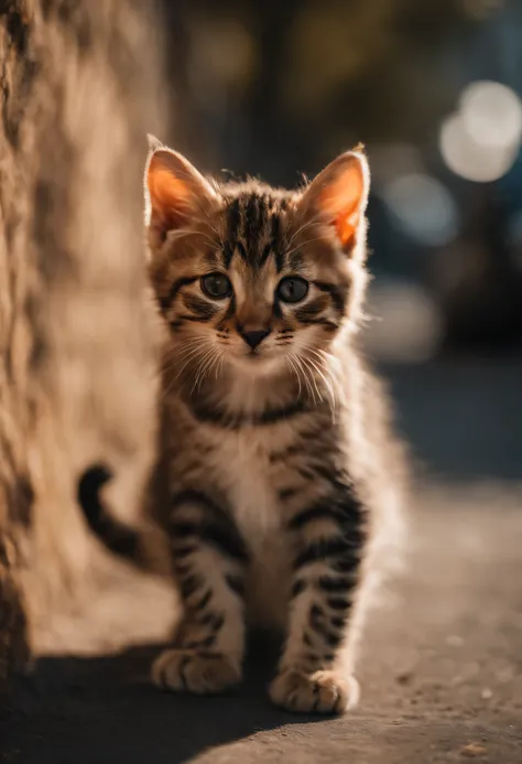 Tengo dos gatitos, Un lindo gatito, Gatitos lindos, cutest, incredibly cute, adorable y lindo, Y lindo y encantador. Caminan por la calle con mochilas, Caminando juntos, viajar regularmente, Camina con orgullo por la calle, And the cat is walking. They are...