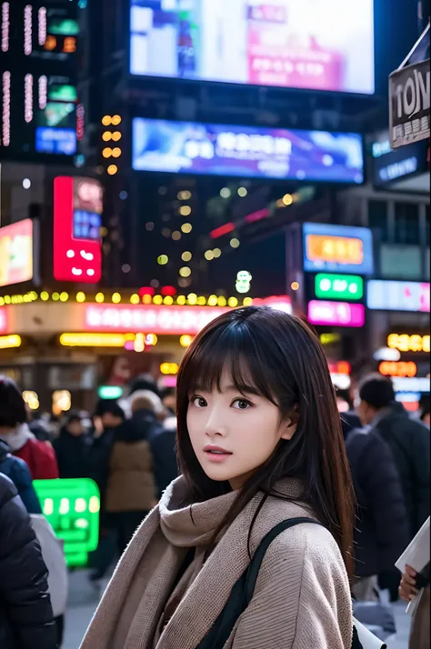 The countdown to the end of the year begins、City of Shibuya、New Years countdown timer displayed on electronic bulletin board、The hustle and bustle of the end of the year、People come and go in the background々The figure of、Bolides、pedestrian、A 25-year-old be...