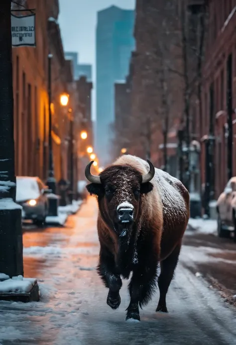 Filmando una ciudad con hielo, Con algunos perros, and buffalo, Colores fotorrealistas, Ultra HD |