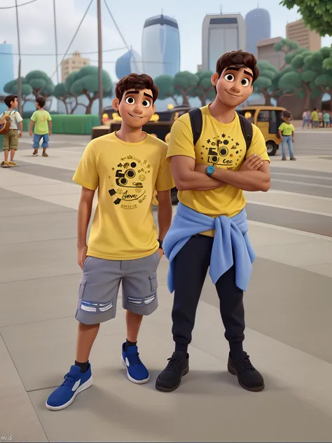 Dois jovens estilo pixar, alta qualidade, melhor qualidade