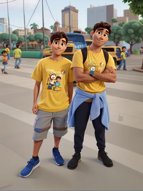 Dois jovens estilo pixar, alta qualidade, melhor qualidade