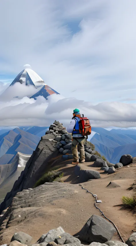 homem branco no topo do Everest