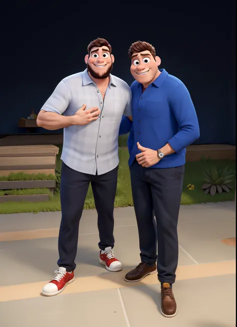 Dois homens estilo Disney pixar, alta qualidade melhor qualidade.