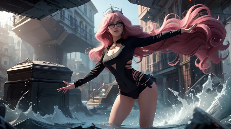 "Marido: Careca, He wears black square glasses and has a beard.
Esposa: Baixa, cabelos castanhos longos e ondulados.
Filha mais velha: She wears round pink glasses and has hair with bangs.
Filha mais nova: She has hair with a tiara and does not wear glasse...