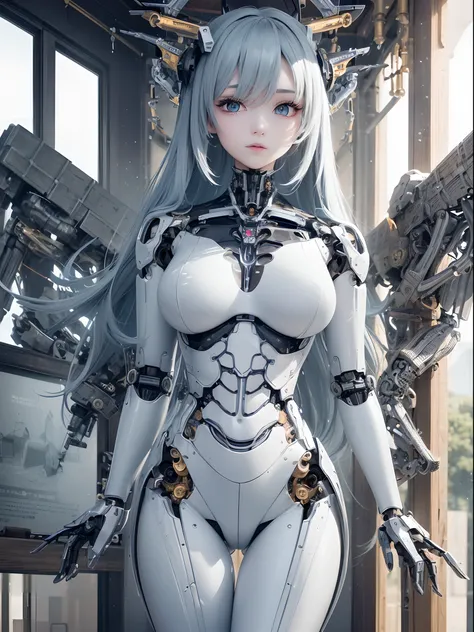 (original) , (very detailed wallpaper) , (1 Girl) , beautiful eyes, (delicate face) , perfect detail, ((mechanical parts)), mechanical spine, mechanization, future, wide hips, laboratory, ((mecha)), stylish energy, (module), repairing,  (best lighting) , (...