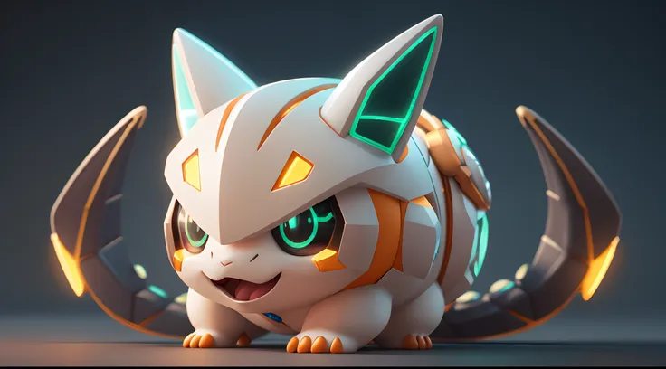 Full body, white orange, super cute  A cartoon image o" astronal wear in a chest,Lovely face. Smile, chibi, No hair,straight-on,Frontal view, With cute dragon horns on his head ,clean background, fluorescent translucent holographic pajamas, blind box, pop ...