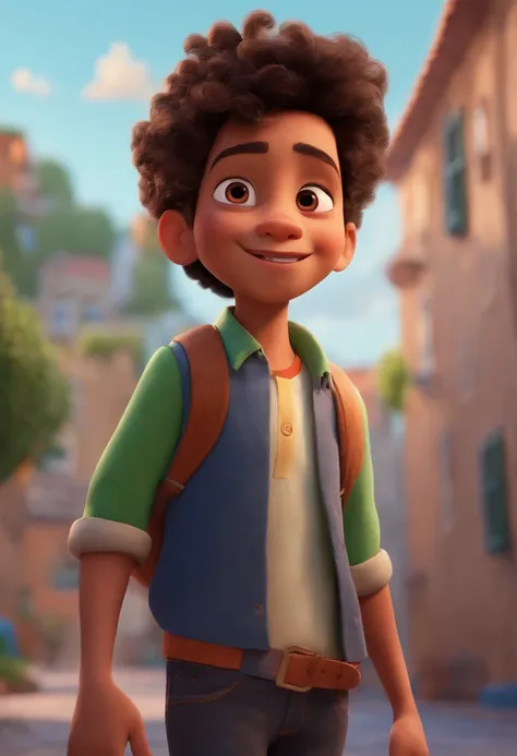 Image of a boy for a story in a YouTube video in Pixar format, Hes the little allabester, Hes the class leader, Hes outgoing, Playful and gets up for a lot of things, cabelo curto