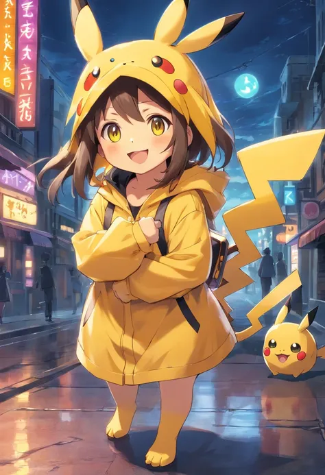 Pikachu in a cute Halloween costume, Happy face