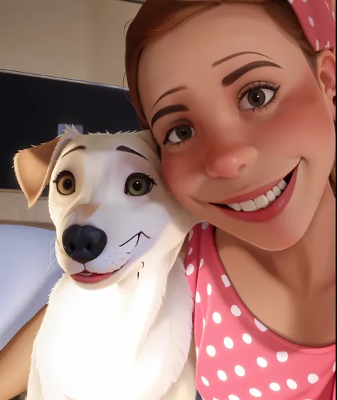 Mulher sorridente com um cachorro