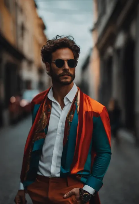 Homem de oculos com cabelos ondulados e camisa