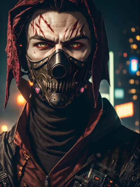 (extremely detailed 8k wallpaper), a medium shot photo of cyberpunk Vampire full face covered by a mask from DC, Halloween theme, Halloween decorations, intricate, high detail, dramatic