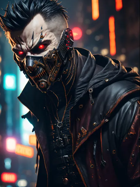 (extremely detailed 8k wallpaper), a medium shot photo of cyberpunk Vampire full face covered by a mask from DC, Halloween theme, Halloween decorations, intricate, high detail, dramatic