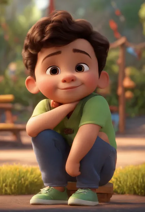 (Pixar 1.23 estilo) 1 menino ((parte superior do corpo frente, busto tiro)), solo, cute child, morena, tracksuit bonito, menino, korean child, playground, triste ((obra-prima, mais alta qualidade)), (composite lighting)