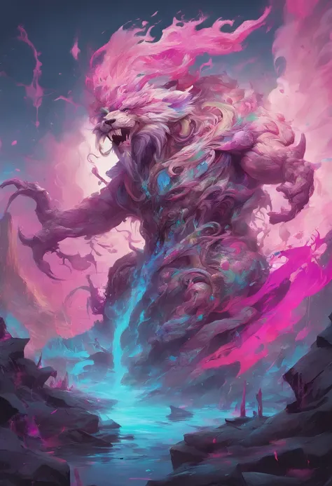 Splash art, full wihte mutt dod, pink nose, ((white background)), piercing eyes, epic Instagram, artstation, splash style of colorful paint, contour, hyperdetailed intricately detailed , unreal engine, fantastical, intricate detail, splash screen, compleme...