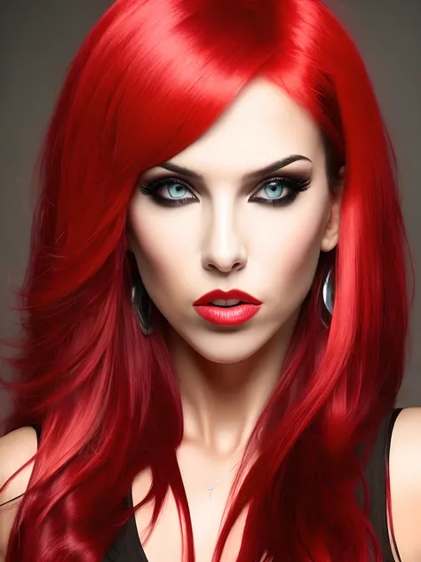 Mulher de cabelo vermelho cantora de rock