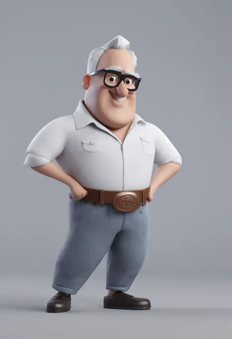 Cartoon character of a man with black glasses and a blue shirt, animation character, Caractere estilizado, animation style rendering, 3D estilizado, Arnold Maya render, 3 d render stylized, toon render keyshot, Personagem 3D, Personagem 3D, 3d rendering st...