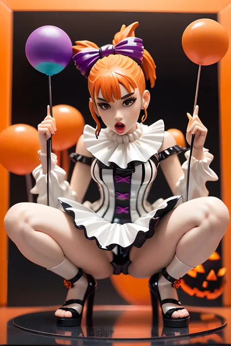 (((pvc figurine))) ((Dua Lipa)), ((halloween)) ((magic forest)), (sexy costume), ((masterpiece)) , cute body, (Pennywise) from It DIY Halloween Costume, If anyone fears clowns, theyll surely hide after you transform into Pennywise from It. For this shapesh...