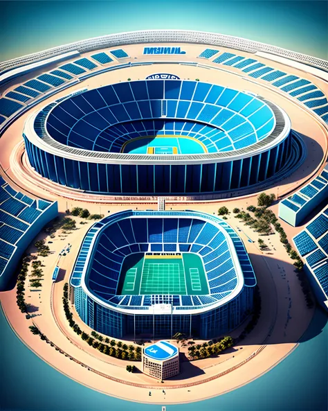 Create a realistic image of a Grêmio football stadium for 120 thousand people all blue