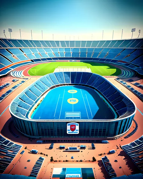 Create a realistic image of a Grêmio football stadium for 120 thousand people all blue