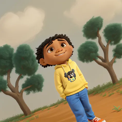 Um menino negro, estilo disney pixar, alta qualidade, melhor qualidade