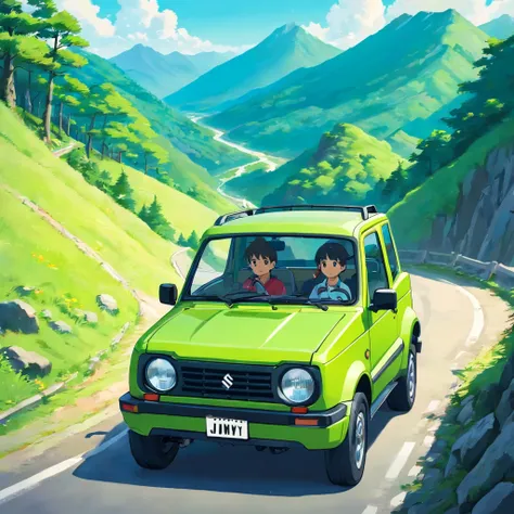 Suzuki Jimny　illustratio　Driving on mountain roads　Im doing my best