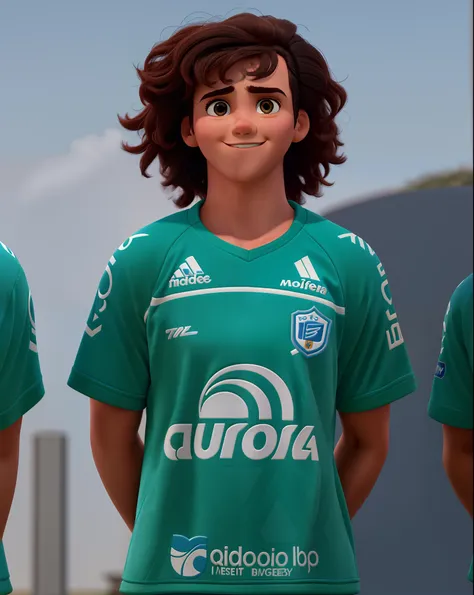 Um adolescente moreno jogador de futebol estilo disney pixar, alta qualidade, melhor qualidade