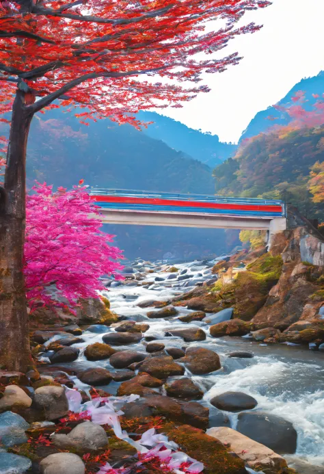 live action、very real、snowflake、colored leaves、colored leaves、a river