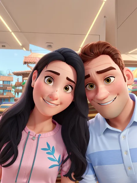 Uma mulher e um homem, estilo disney pixar, alta qualidade, melhor qualidade