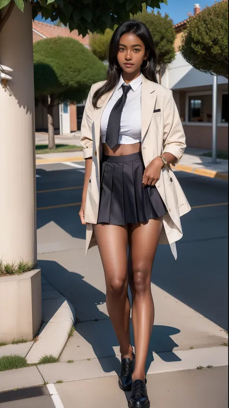 （Dark black skin 1.2），high school school uniforms，Full-body art，a dark tanned skin，Melanin pigmentation of the skin，Big breasts