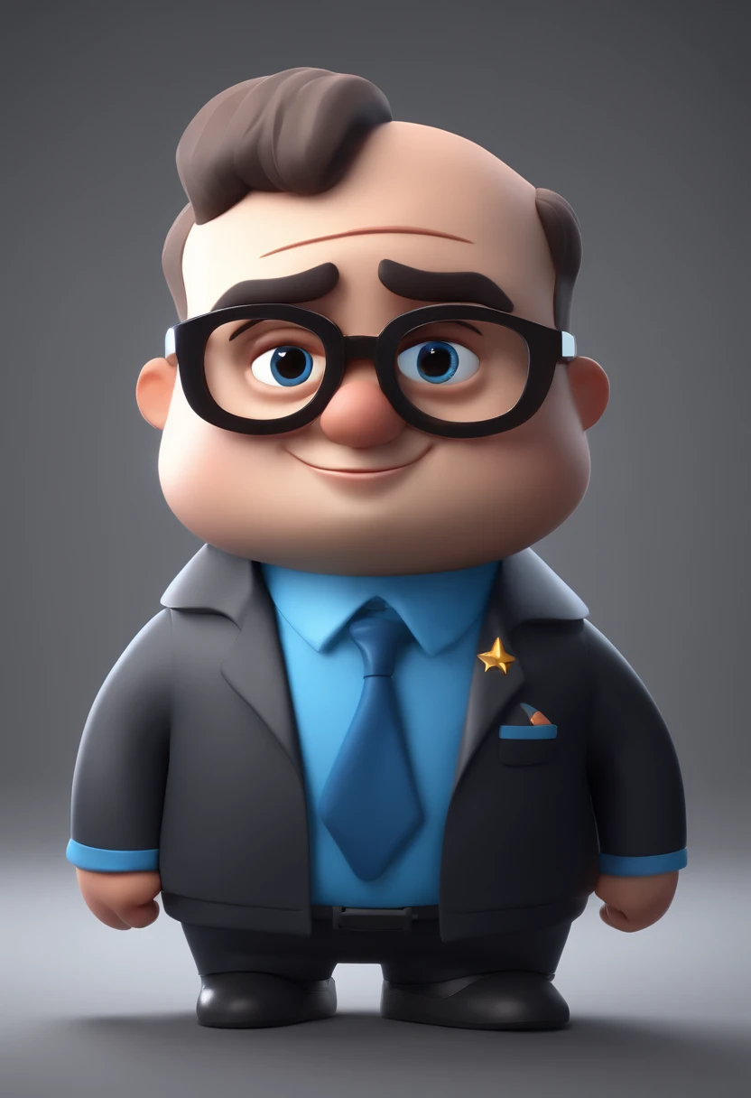 Cartoon character of a man with black glasses and a blue shirt, animation character, Caractere estilizado, animation style rendering, 3D estilizado, Arnold Maya render, 3 d render stylized, toon render keyshot, Personagem 3D, Personagem 3D, 3d rendering st...