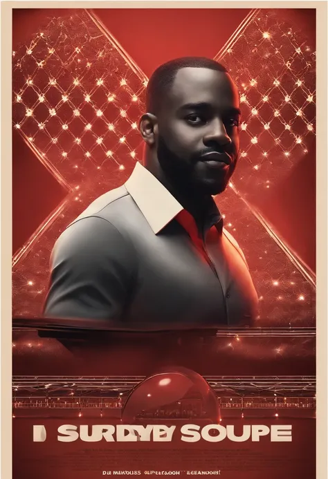 Make a pixar movie cover style poster featuring a black 34-year-old man, cabelos pretos cacheado curto, vestido de cor vermelha  "DJ ", com um uma plateia no fundo. Escrito " DJ RENILSON MARQUES". Images must be last defined, just like the Pixar cartoons a...