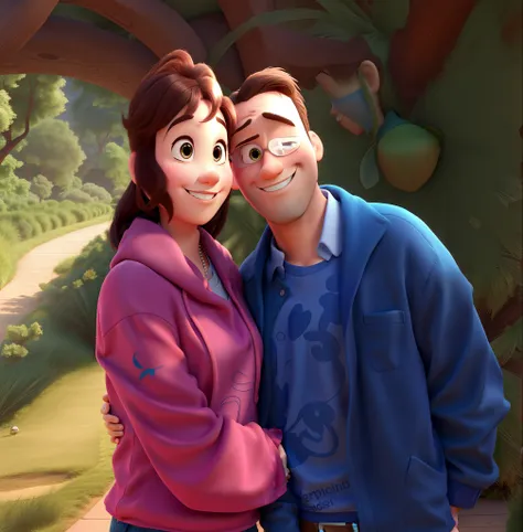 Couple hugging, Estilo Disney Pixar, alta qualidade, best quality