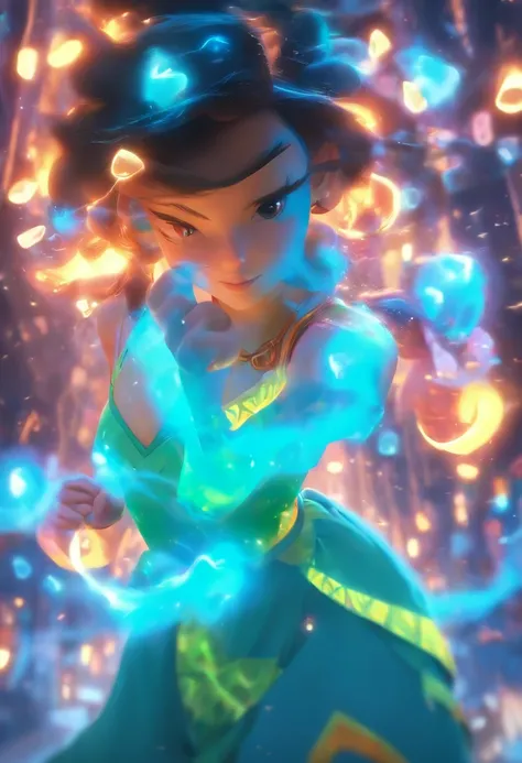 （Estilo Pixar),Uma menina chinesa de cinco anos，mochila grande，chests，Pedras preciosas、moedas de ouro，Modelo de personagem em miniatura, fonte de luz da direita para a esquerda, Rum lighting, fonte de luz da direita para a esquerda, Realistic proportions, ...