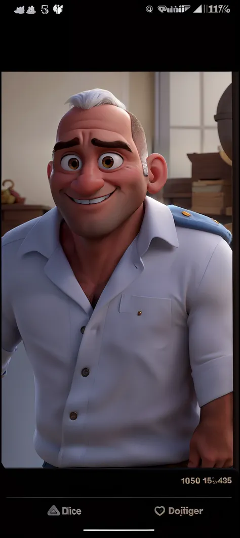 Um senhor, careca, Branco, estilo Disney pixar, alta qualidade, melhor qualidade