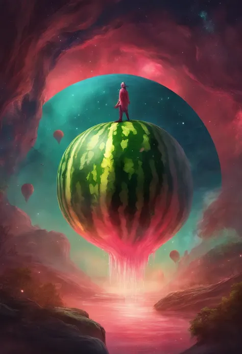 Mysterious watermelon head, Olhe diretamente para a alma, Olhar manhoso, in space, paradoxo, In time and space.