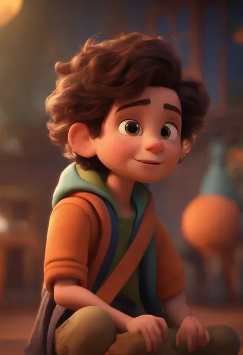 Image of a boy for a story in a YouTube video in Pixar format, Hes the little allabester, Hes the class leader, Hes outgoing, Playful and gets up for a lot of things, cabelo curto