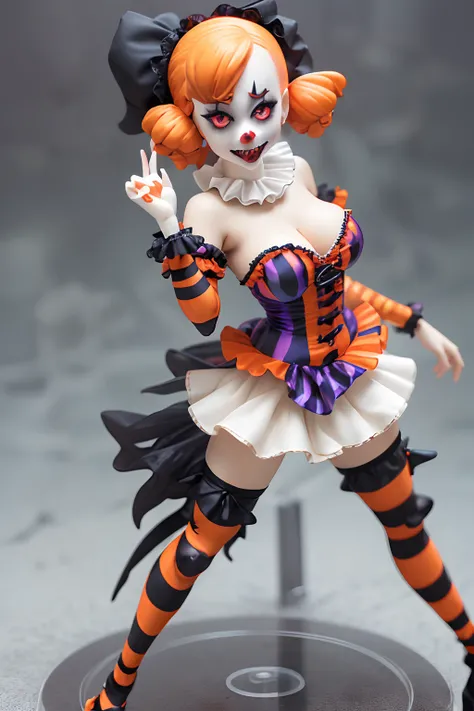 arafed clown ((scary)) ((halloween)), ((female)), ((clown)) ((Vey sexy)) , avant garde fashion model pop up parade figure, seductive anime girl, anime figure, (anime figurine), seductive. highly detailed, aoshima chiho, ( highly detailed figure ), pvc figu...