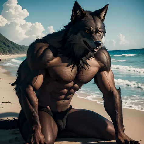 Werewolf on the beach