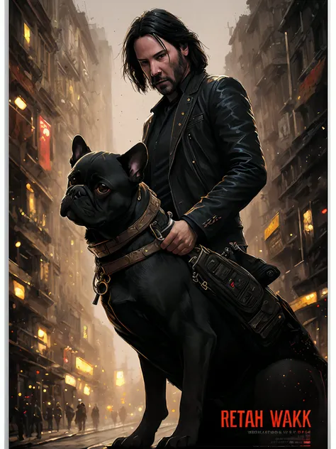 Keanu Reeves as Jonh wick walking whit black French Bulldog, vhs effect, (poster:1.6), poster on wall, nostalgia, movie poster, portrait
(skin texture), intricately detailed, fine details, hyperdetailed, raytracing, subsurface scattering, diffused soft lig...